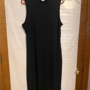 Comfy Black Sleeveless mock neck ribbed Dress